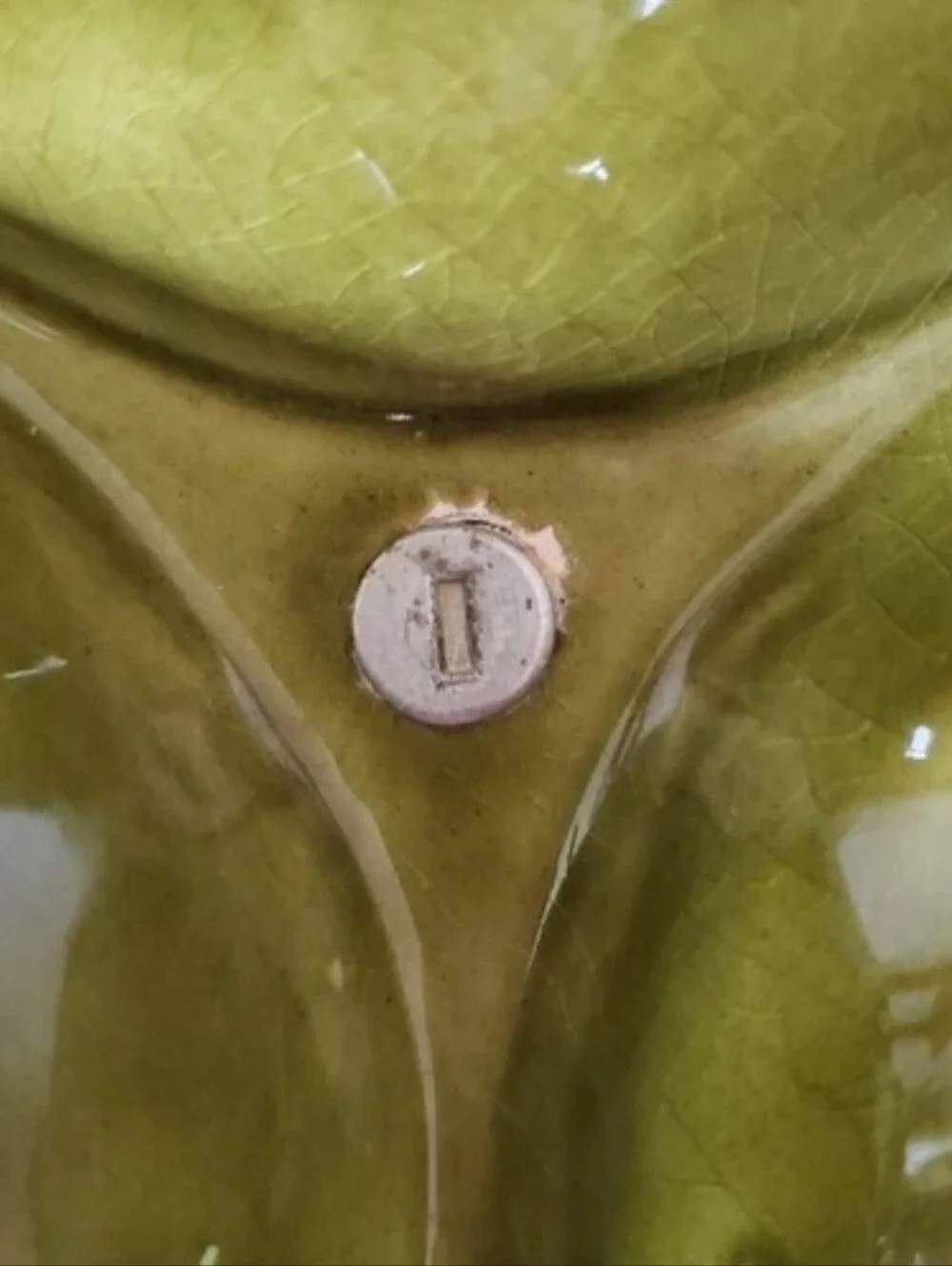 California Pottery Divided Dish Avocado Olive Green Oak Leaf Acorn MCM VTG